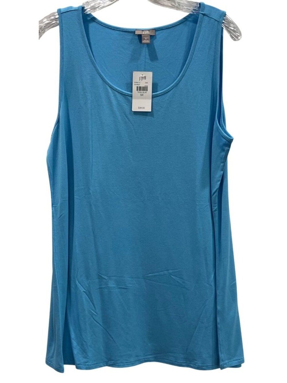 J Jill Stretch Tank Top M Tidal Blue Casual Lounge Coastal Minimalist Resort